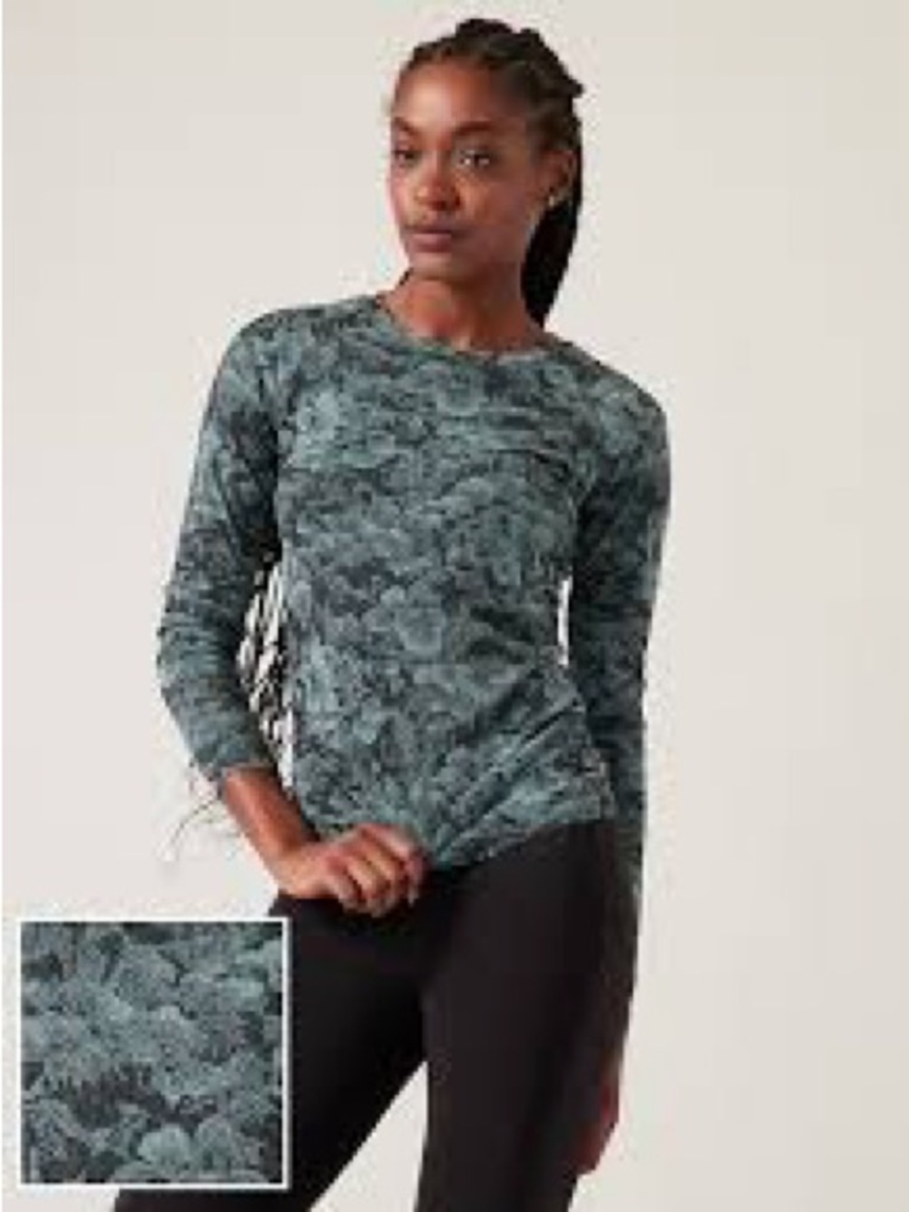 Athleta Momentum Seamless Top Grey Floral Size Extra Large